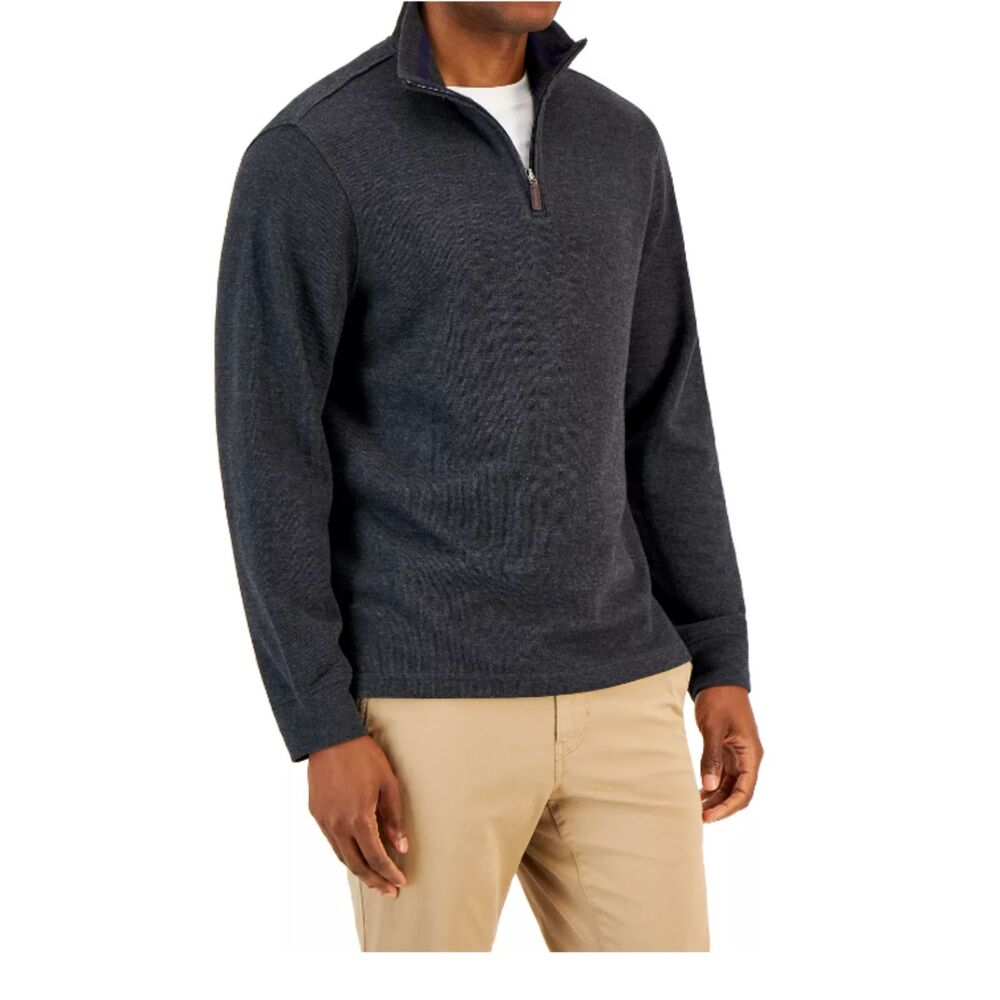 Men's Solid Classic-Fit French Rib Quarter-Zip Sweater - 2XL